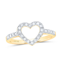Load image into Gallery viewer, 10K Yellow Gold Round Diamond Women's Simple Heart Outline Ring 1/5 Cttw - Splendid Jewellery