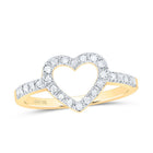 10K Yellow Gold Round Diamond Women's Simple Heart Outline Ring 1/5 Cttw - Splendid Jewellery