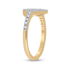 10K Yellow Gold Round Diamond Women's Simple Heart Outline Ring 1/5 Cttw - Splendid Jewellery