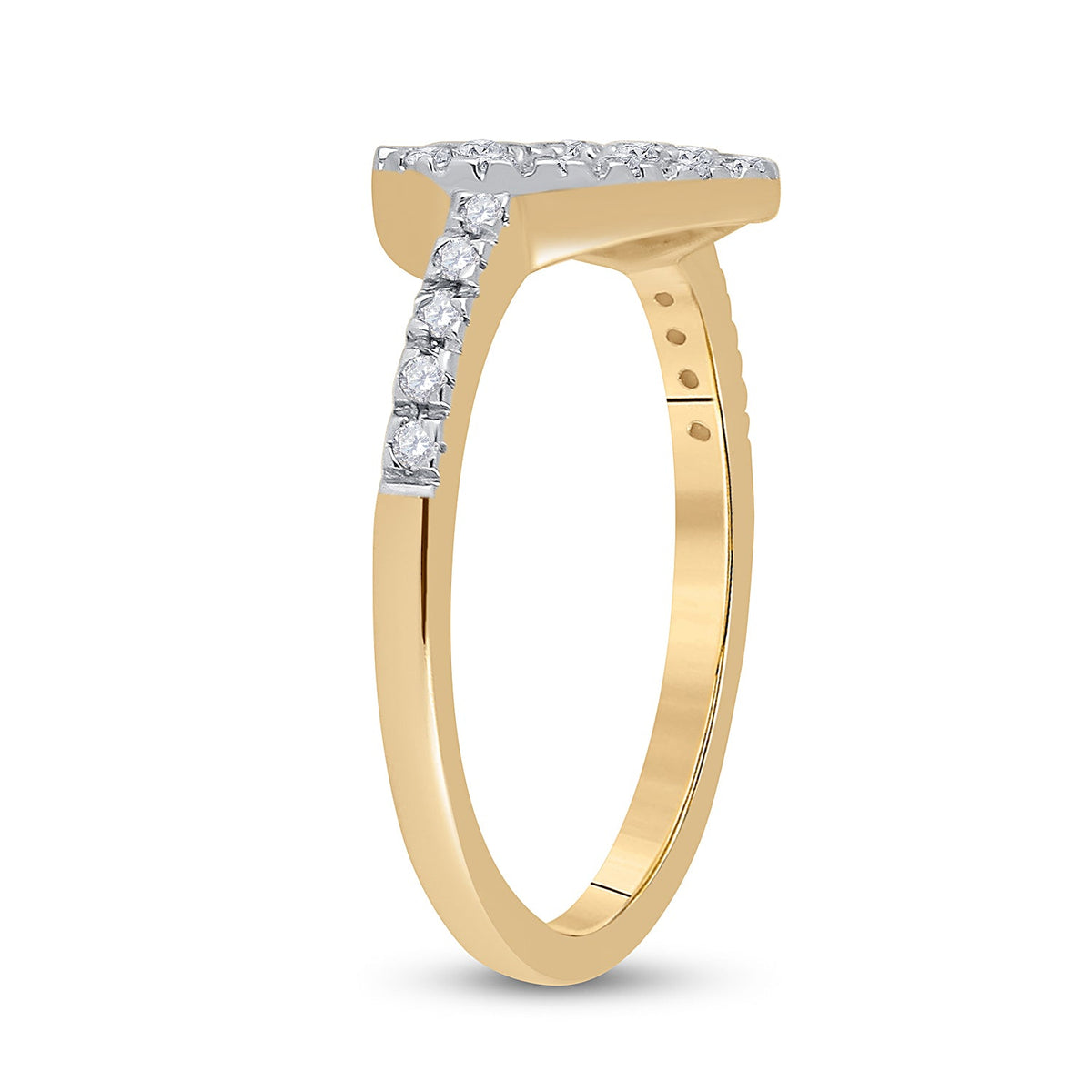10K Yellow Gold Round Diamond Women's Simple Heart Outline Ring 1/5 Cttw - Splendid Jewellery