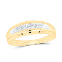 Load image into Gallery viewer, 10K Yellow Gold Round Diamond Women's Single Row Channel Set Band Ring 1/6 Cttw - Splendid Jewellery