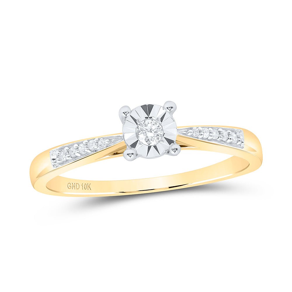 10K Yellow Gold Round Diamond Women's Solitaire Bridal Wedding Engagement Ring 1/10 Cttw - Splendid Jewellery