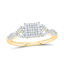 Load image into Gallery viewer, 10K Yellow Gold Round Diamond Women's Square Cluster Ring 1/5 Cttw - Splendid Jewellery