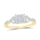 10K Yellow Gold Round Diamond Women's Square Cluster Ring 1/5 Cttw - Splendid Jewellery