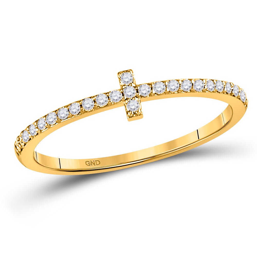 10K Yellow Gold Round Diamond Women's Stackable Band Ring 1/6 Cttw - Splendid Jewellery