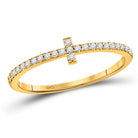 10K Yellow Gold Round Diamond Women's Stackable Band Ring 1/6 Cttw - Splendid Jewellery