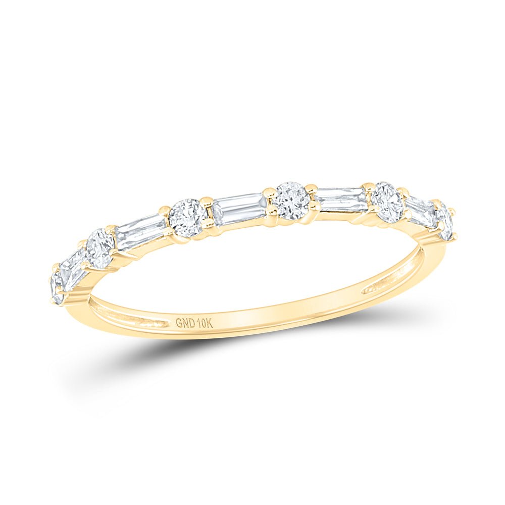 10K Yellow Gold Round Diamond Women's Stackable Band Ring 3/8 Cttw - Splendid Jewellery
