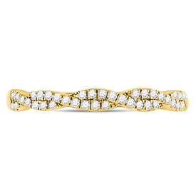 10K Yellow Gold Round Diamond Women's Twist Stackable Band Ring 1/4 Cttw - Splendid Jewellery