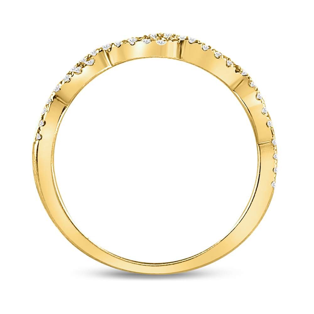 10K Yellow Gold Round Diamond Women's Twist Stackable Band Ring 1/4 Cttw - Splendid Jewellery