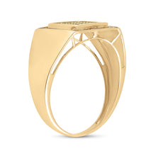 Load image into Gallery viewer, 10K Yellow Gold Round Mens Yellow Color Enhanced Square Cluster Ring 1/4 Cttw - Splendid Jewellery