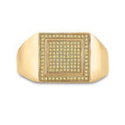 10K Yellow Gold Round Mens Yellow Color Enhanced Square Cluster Ring 1/4 Cttw - Splendid Jewellery