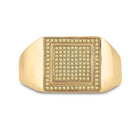 10K Yellow Gold Round Mens Yellow Color Enhanced Square Cluster Ring 1/4 Cttw - Splendid Jewellery