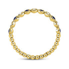 10K Yellow Gold Round Natural Blue Sapphire Beaded Dot Stackable Band Ring 1/12 Cttw - Splendid Jewellery