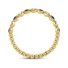 Load image into Gallery viewer, 10K Yellow Gold Round Natural Blue Sapphire Beaded Dot Stackable Band Ring 1/12 Cttw - Splendid Jewellery