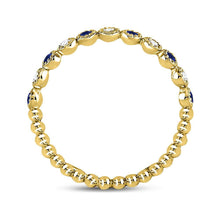 Load image into Gallery viewer, 10K Yellow Gold Round Natural Blue Sapphire Beaded Dot Stackable Band Ring 1/12 Cttw - Splendid Jewellery