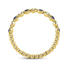 10K Yellow Gold Round Natural Blue Sapphire Beaded Dot Stackable Band Ring 1/12 Cttw - Splendid Jewellery