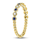 10K Yellow Gold Round Natural Blue Sapphire Beaded Dot Stackable Band Ring 1/12 Cttw - Splendid Jewellery