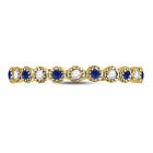 10K Yellow Gold Round Natural Blue Sapphire Beaded Dot Stackable Band Ring 1/12 Cttw - Splendid Jewellery