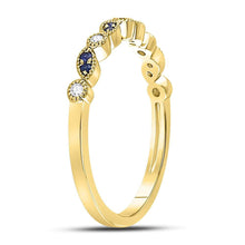 Load image into Gallery viewer, 10K Yellow Gold Round Natural Blue Sapphire Stackable Band Ring 1/20 Cttw - Splendid Jewellery