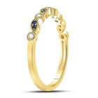 10K Yellow Gold Round Natural Blue Sapphire Stackable Band Ring 1/20 Cttw - Splendid Jewellery