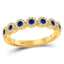 Load image into Gallery viewer, 10K Yellow Gold Round Natural Blue Sapphire Stackable Band Ring 1/5 Cttw - Splendid Jewellery