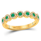 10K Yellow Gold Round Natural Emerald Eternity Ring 1/5 Cttw - Splendid Jewellery