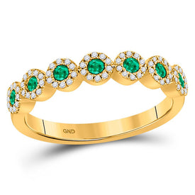 10K Yellow Gold Round Natural Emerald Eternity Ring 1/5 Cttw - Splendid Jewellery