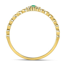 Load image into Gallery viewer, 10K Yellow Gold Round Natural Emerald Solitaire Accent Stackable Ring . 0.012 Cttw - Splendid Jewellery