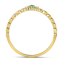 Load image into Gallery viewer, 10K Yellow Gold Round Natural Emerald Solitaire Accent Stackable Ring . 0.012 Cttw - Splendid Jewellery