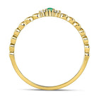 10K Yellow Gold Round Natural Emerald Solitaire Accent Stackable Ring . 0.012 Cttw - Splendid Jewellery