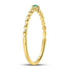 10K Yellow Gold Round Natural Emerald Solitaire Accent Stackable Ring . 0.012 Cttw - Splendid Jewellery