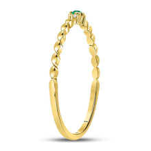 Load image into Gallery viewer, 10K Yellow Gold Round Natural Emerald Solitaire Accent Stackable Ring . 0.012 Cttw - Splendid Jewellery
