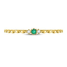 10K Yellow Gold Round Natural Emerald Solitaire Accent Stackable Ring . 0.012 Cttw - Splendid Jewellery