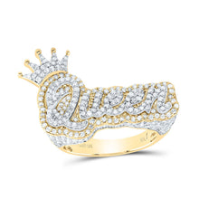 Load image into Gallery viewer, 10K Yellow White Diamond Fashion "Queen" With Crown Ring 1 5/8 Cttw - Splendid Jewellery