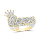 10K Yellow White Diamond Fashion "Queen" With Crown Ring 1 5/8 Cttw - Splendid Jewellery
