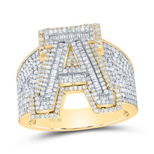 Load image into Gallery viewer, 10K Yellow White Diamond Initial "A" Men's Ring 1 5/8 Cttw - Splendid Jewellery