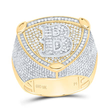 Load image into Gallery viewer, 10K Yellow White Diamond Initial "B" Men's Ring 2 Cttw - Splendid Jewellery