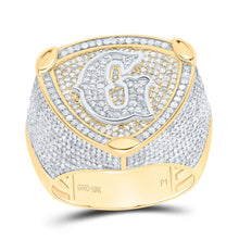 Load image into Gallery viewer, 10K Yellow White Diamond Initial "G" Men's Ring 2 Cttw - Splendid Jewellery