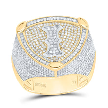 Load image into Gallery viewer, 10K Yellow White Diamond Initial "I" Men's Ring 2.00 Cttw - Splendid Jewellery