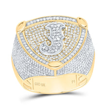 Load image into Gallery viewer, 10K Yellow White Diamond Initial "J" Men's Ring 2 Cttw - Splendid Jewellery