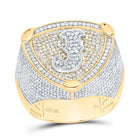 10K Yellow White Diamond Initial "J" Men's Ring 2 Cttw - Splendid Jewellery