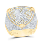 10K Yellow White Diamond Initial "K" Men's Ring 2 Cttw - Splendid Jewellery