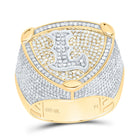 10K Yellow White Diamond Initial "L" Men's Ring 2 Cttw - Splendid Jewellery