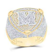 Load image into Gallery viewer, 10K Yellow White Diamond Initial "M" Men's Ring 2 Cttw - Splendid Jewellery