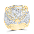 10K Yellow White Diamond Initial "N" Men's Ring 2 Cttw - Splendid Jewellery