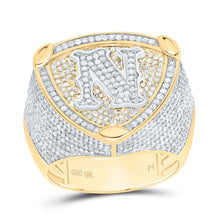 Load image into Gallery viewer, 10K Yellow White Diamond Initial "N" Men's Ring 2 Cttw - Splendid Jewellery