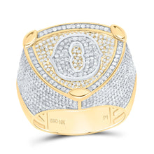 Load image into Gallery viewer, 10K Yellow White Diamond Initial "O" Men's Ring 2 Cttw - Splendid Jewellery