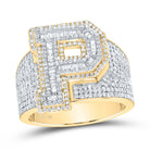 10K Yellow White Diamond Initial "P" Men's Ring 1 5/8 Cttw - Splendid Jewellery
