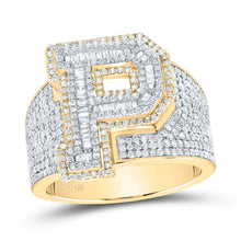 Load image into Gallery viewer, 10K Yellow White Diamond Initial "P" Men's Ring 1 5/8 Cttw - Splendid Jewellery