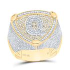 10K Yellow White Diamond Initial "Q" Men's Ring 2.00 Cttw - Splendid Jewellery